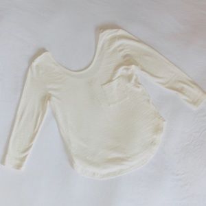 Madewell Ballet Neck 3/4 Sleeve Ivory Top | Size S